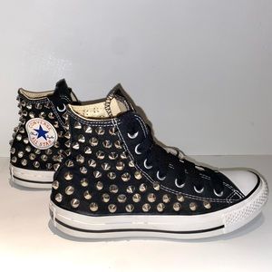 Studded Converse Chuck Taylor Black Studded High Tops (Unisex) Size: 7W / 5M